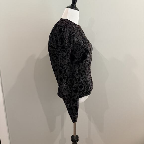 Vintage 80s Gunne Sax Jacket Size XS Jessica McClintock Velvet Peplum Edwardian - Picture 5 of 15